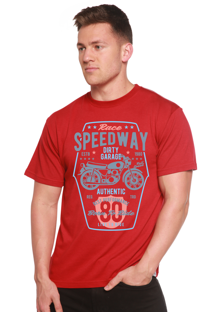 Speedway Motorcycle men's bamboo tshirt pompeian red