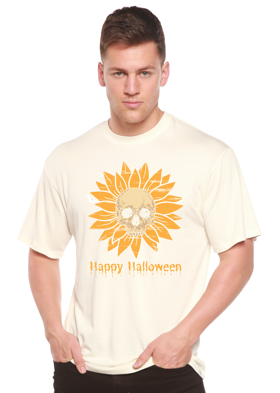 Happy Halloween Day Graphic Bamboo T-Shirt white