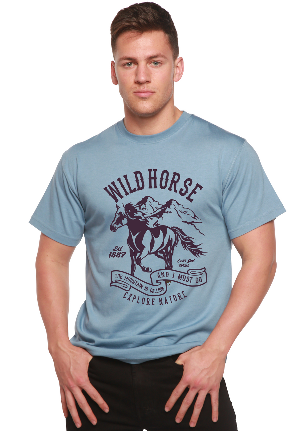 Wild Horse men's bamboo tshirt infinity blue