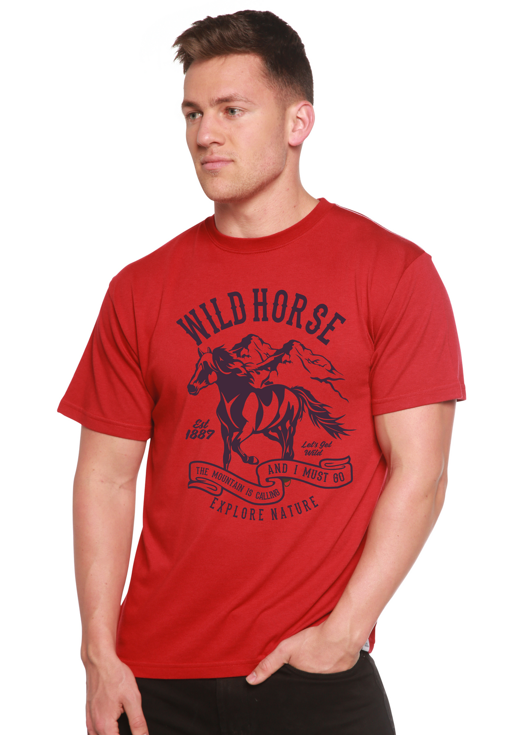 Wild Horse men's bamboo tshirt pompeian red