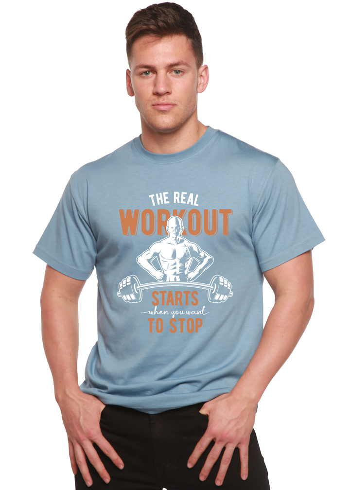 The Real Workout men's bamboo tshirt infinity blue