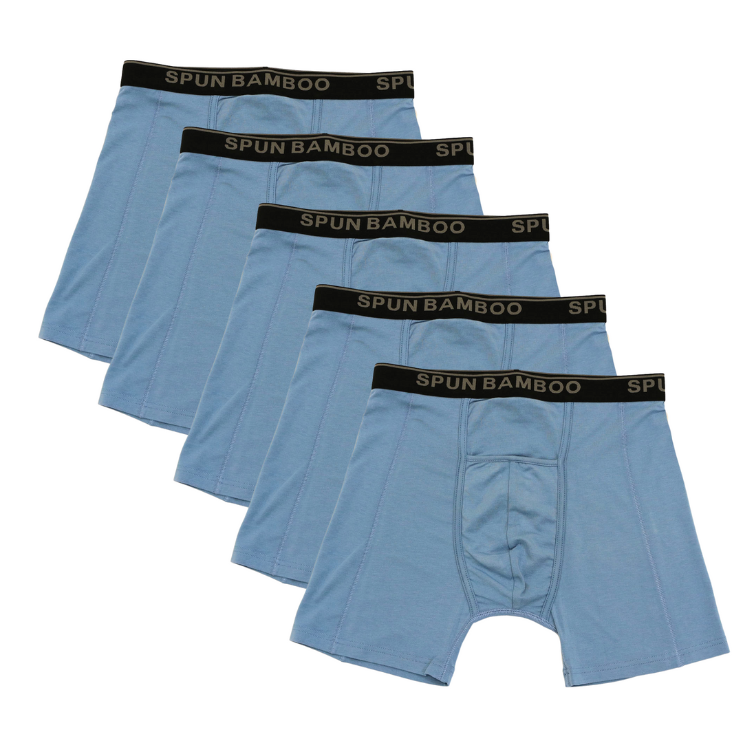 Men's Bamboo Viscose Boxer Briefs Underwear Steel Blue Color - 5-pack