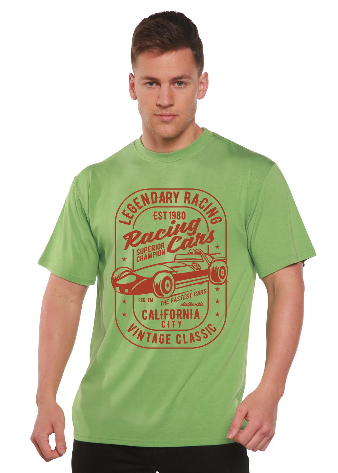 Legendary Racing Cars men's bamboo tshirt green tea