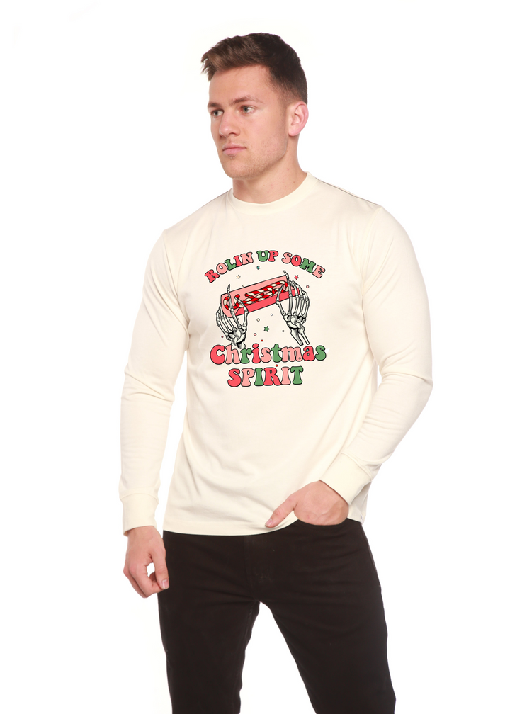 Rolin Up Some Christmas Spirit Graphic Bamboo Long Sleeve T-Shirt natural