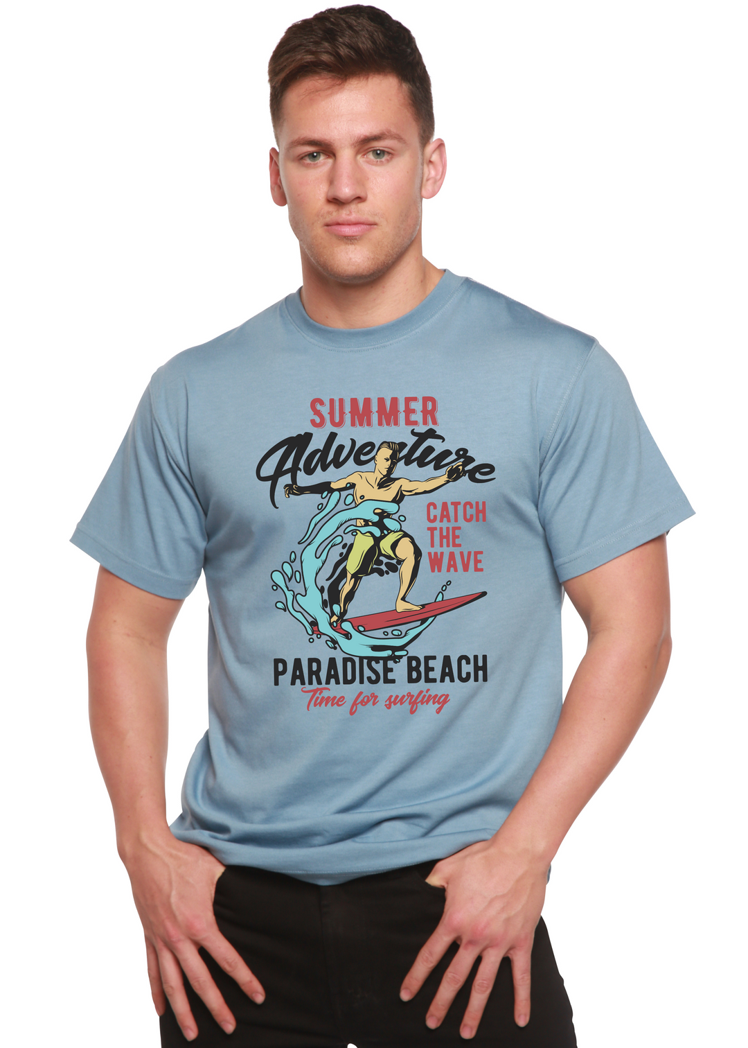 Catch The Wave men's bamboo tshirt infinity blue