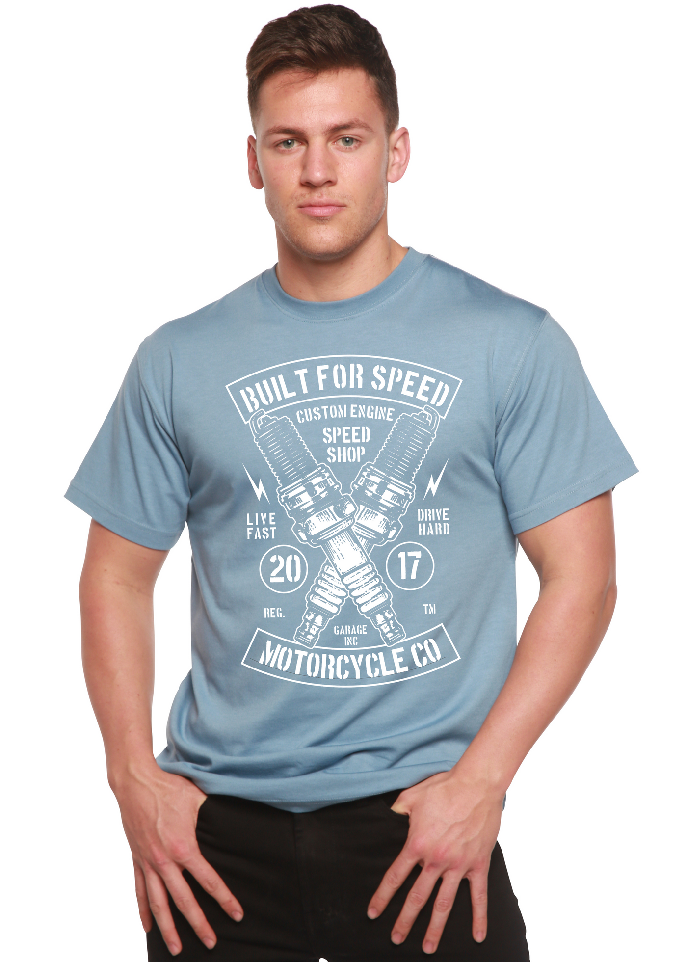 Built For Speed men's bamboo tshirt infinity blue