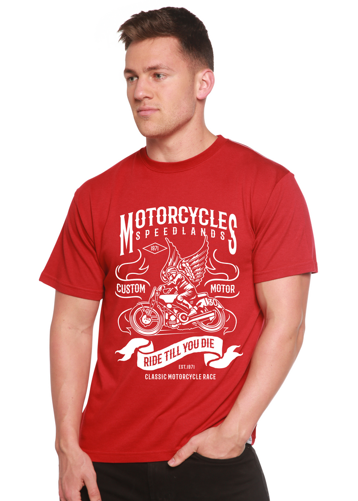 Motorcycles men's bamboo tshirt pompeian red