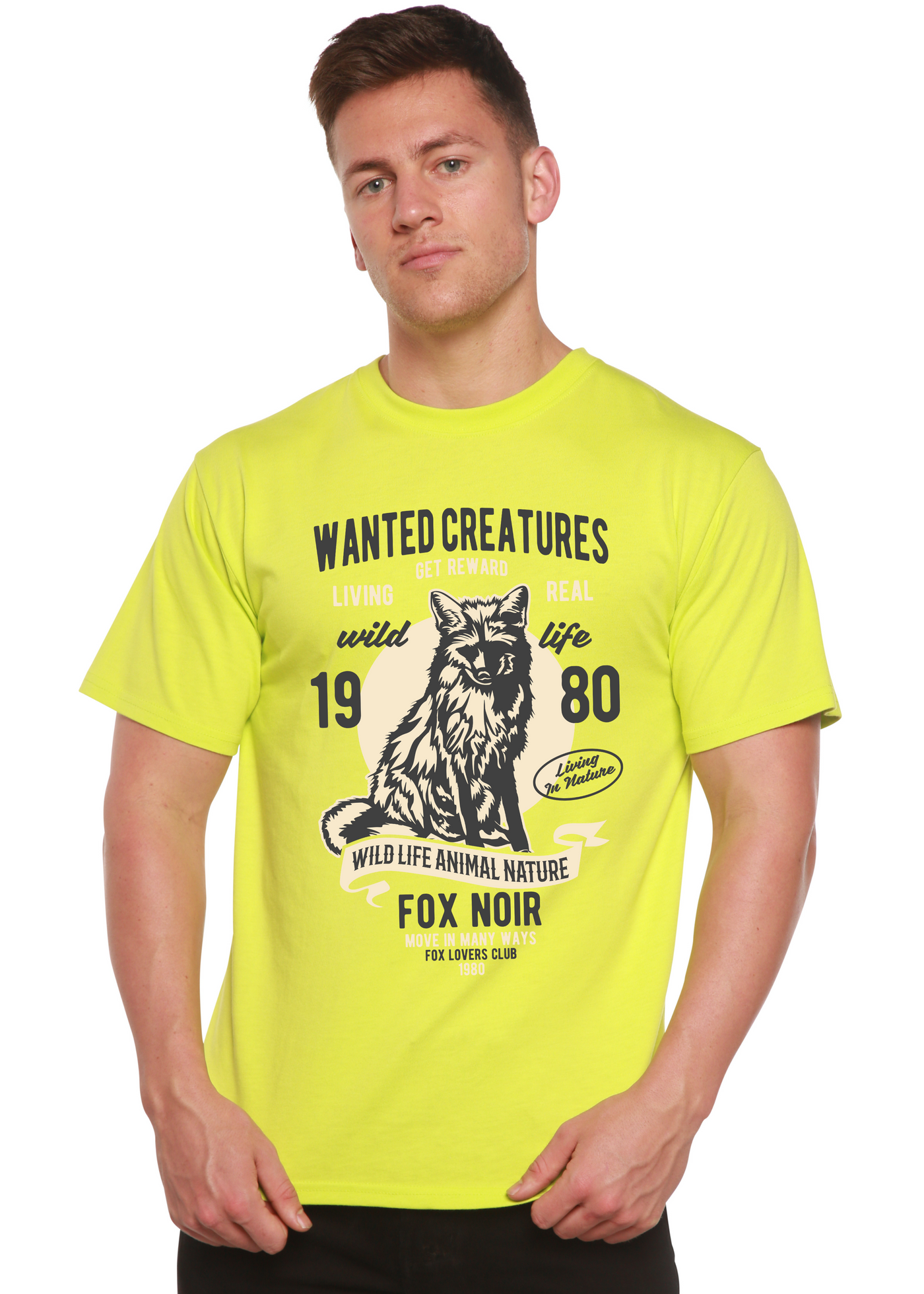 Wanted Creature men's bamboo tshirt lime punch
