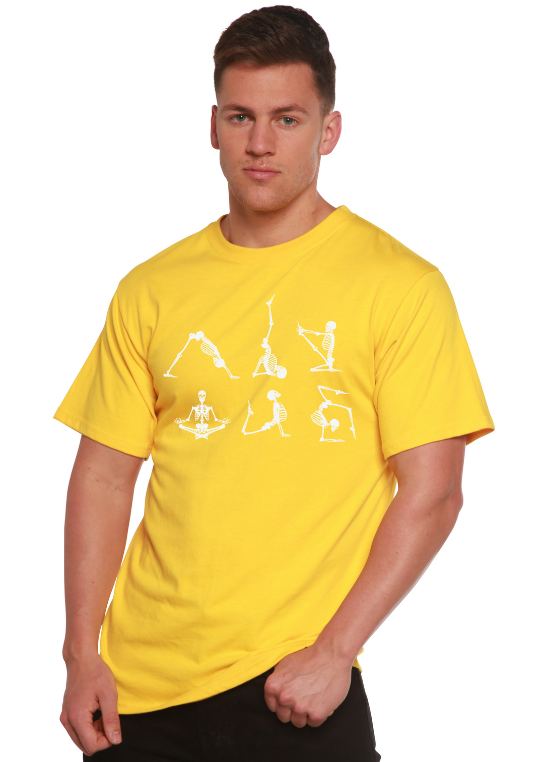 Halloween Skeleton Graphic Bamboo T-Shirt lemon chrome