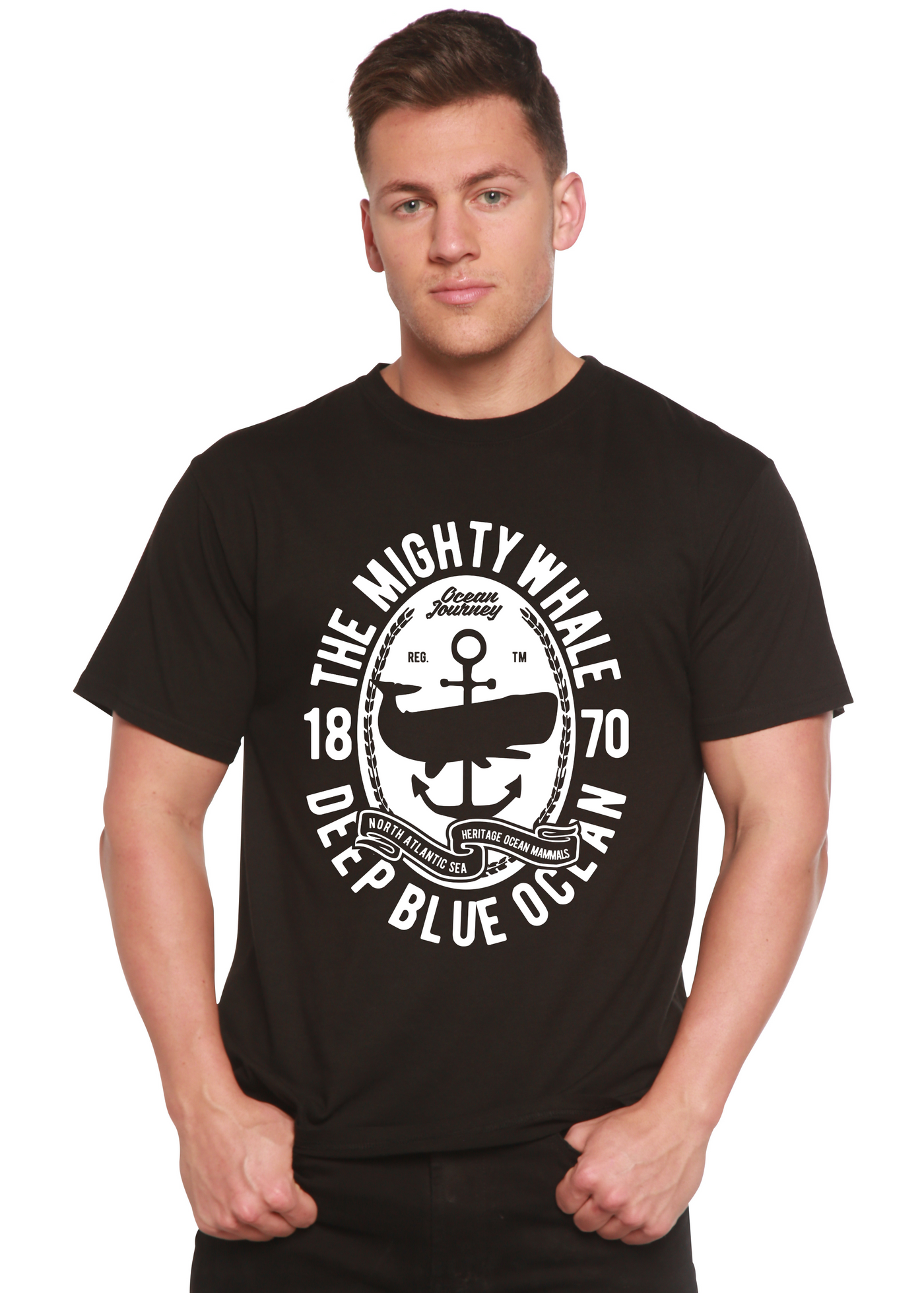 The Mighty Whale men's bamboo tshirt black