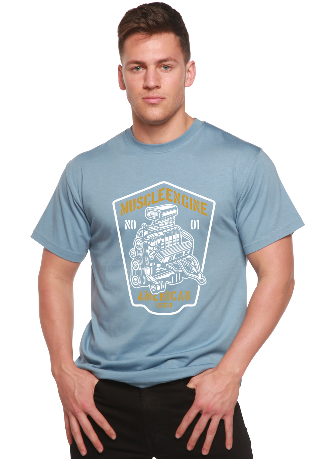 Muscle Engine men's bamboo tshirt infinity blue