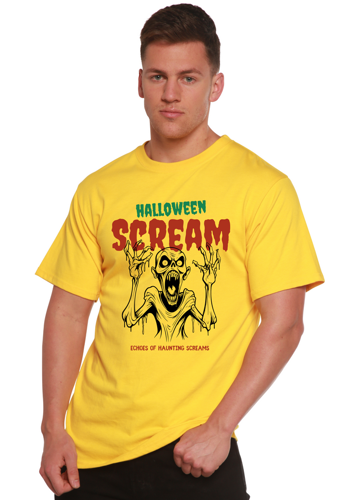 Halloween Scream Graphic Bamboo T-Shirt lemon chrome