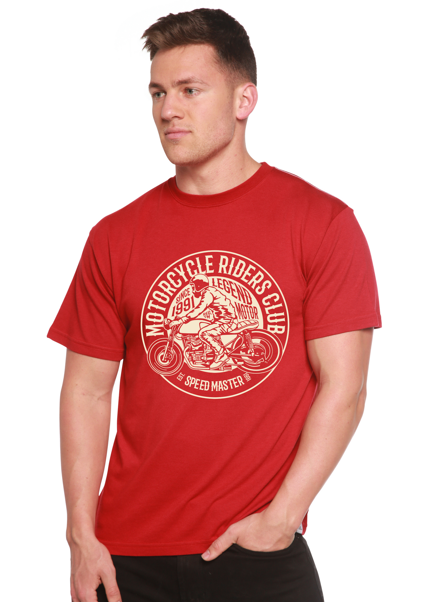 Motorcycle Riders Club men's bamboo tshirt pompeian red