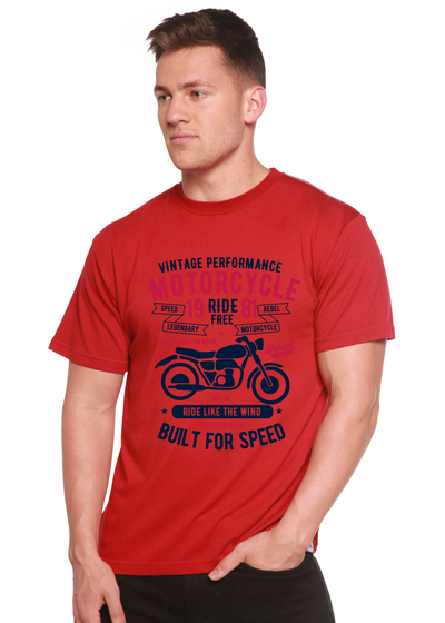 Motorcycle Ride Free men's bamboo tshirt pompeian red