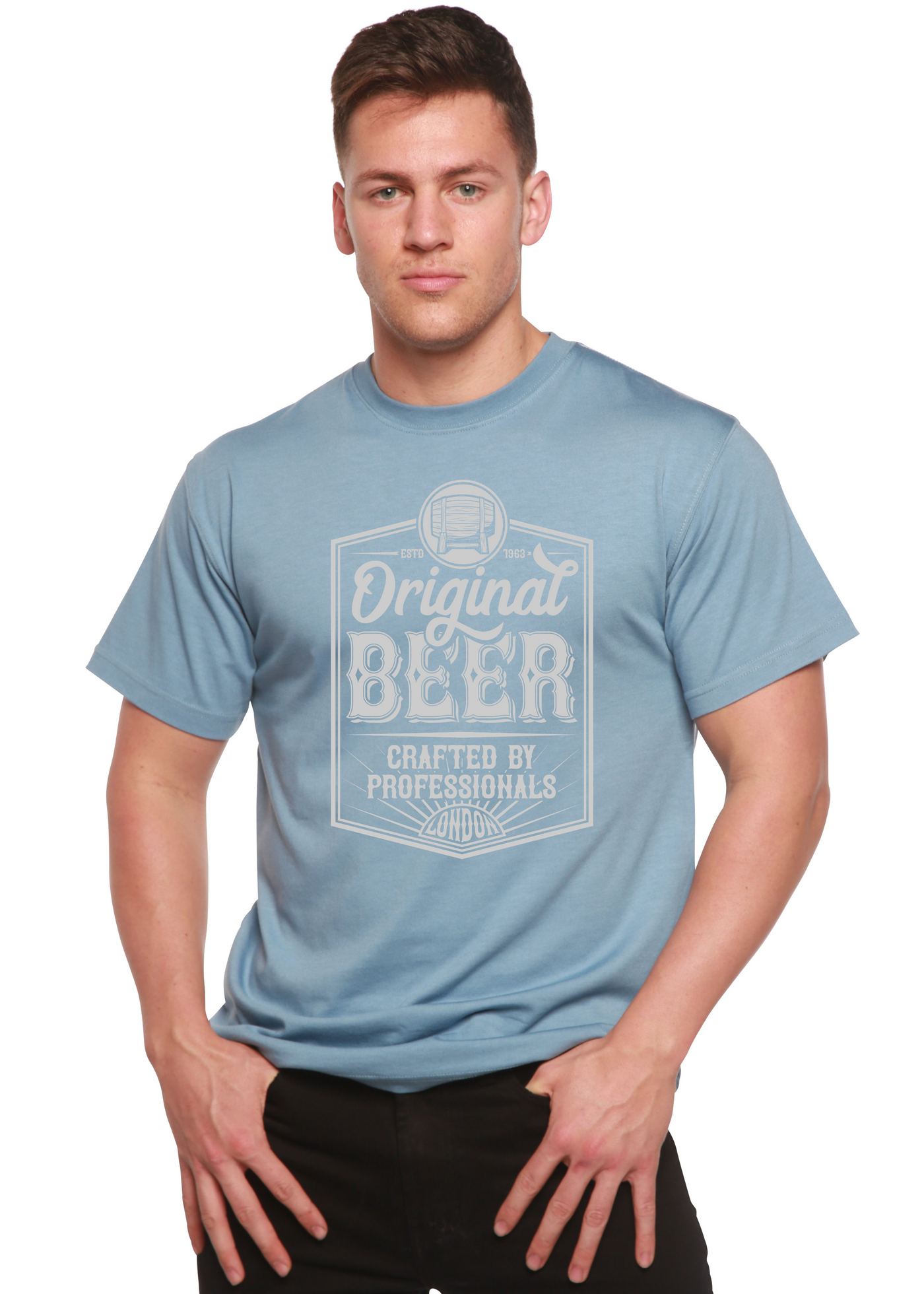 Original Beer men's bamboo tshirt infinity blue