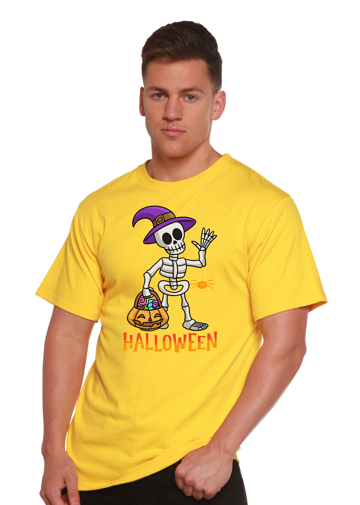 Happy Halloween Unisex Graphic Bamboo T-Shirt lemon chrome