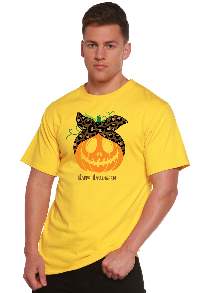 Happy Halloween Graphic Bamboo T-Shirt lemon chrome