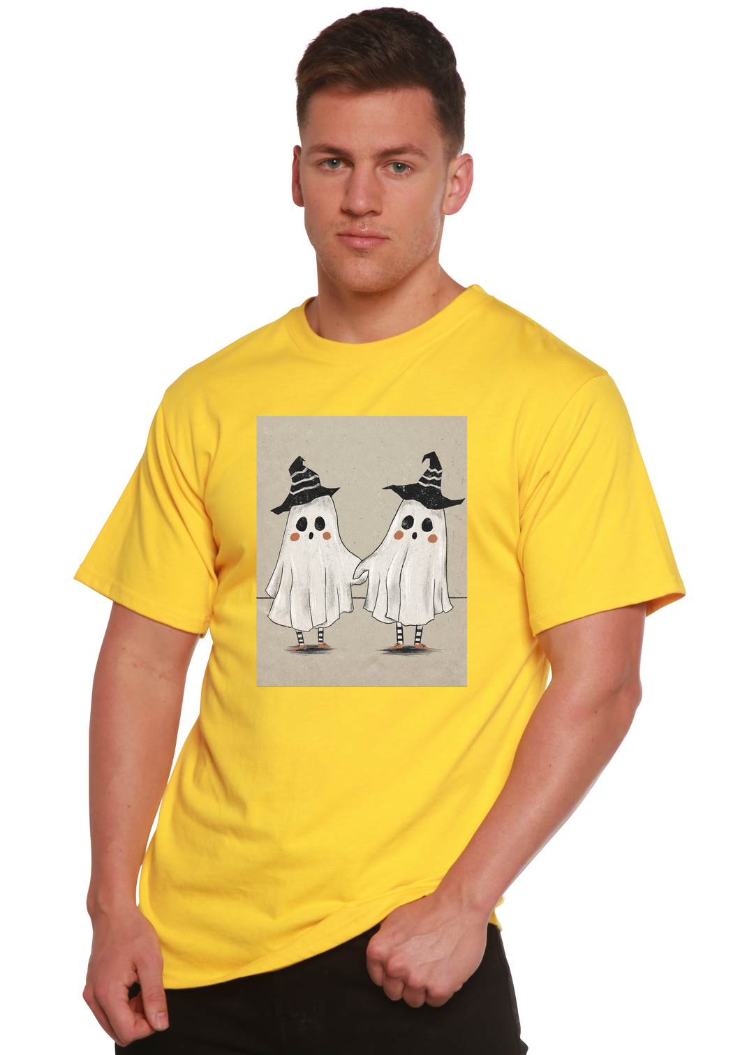 Cute Ghost Graphic Bamboo T-Shirt lemon chrome