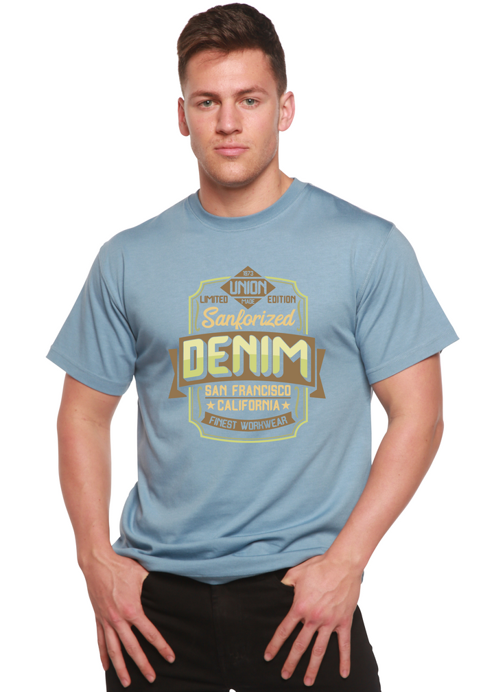 Sanforized Denim men's bamboo tshirt infinity blue
