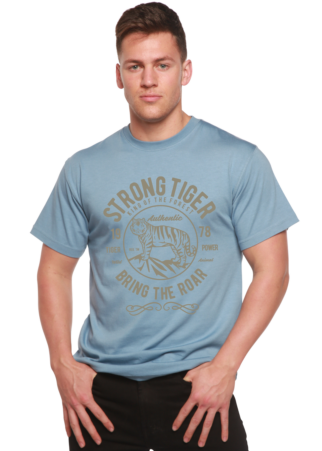 Strong Tiger men's bamboo tshirt infinity blue