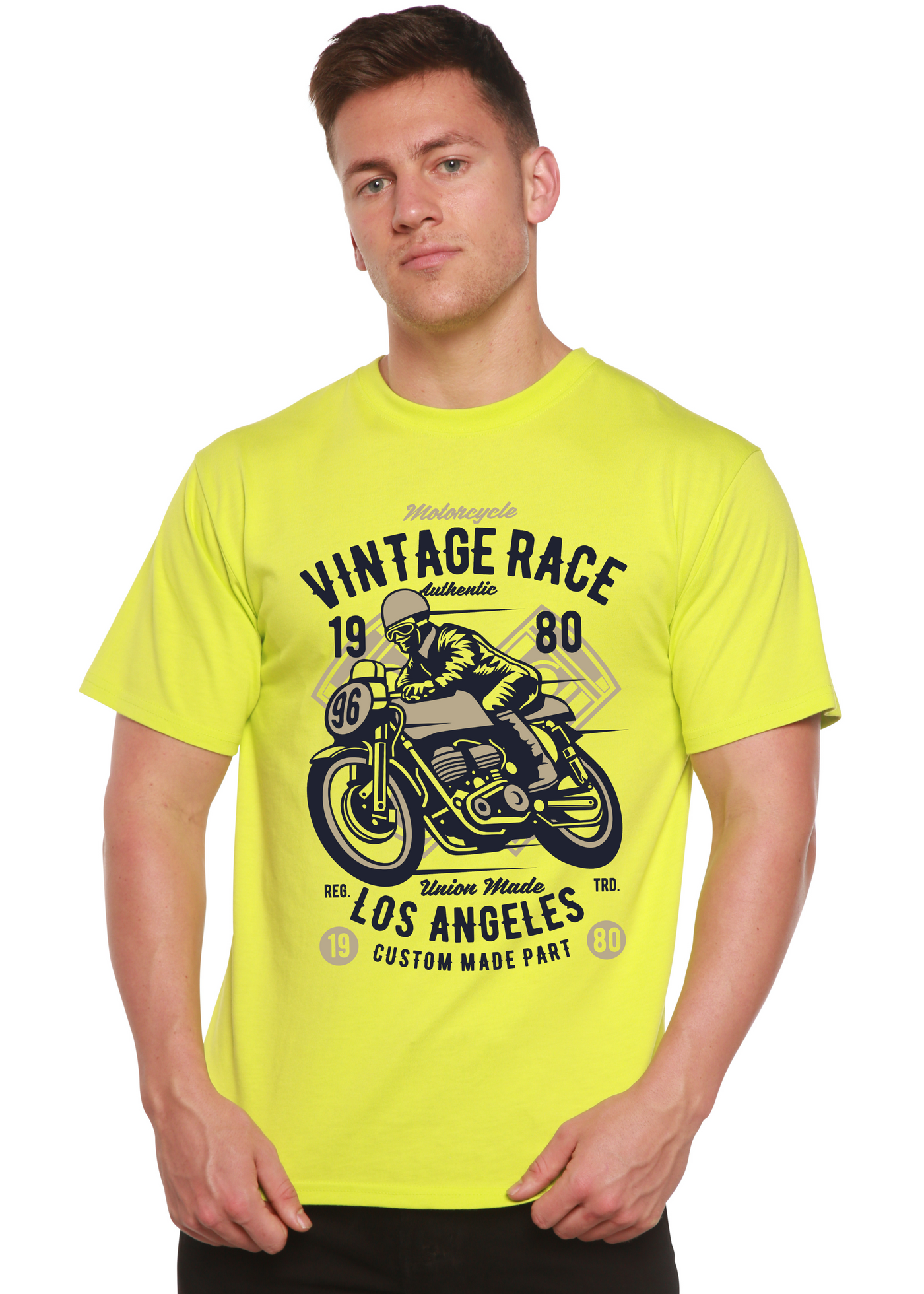 Vintage Race men's bamboo tshirt lime punch