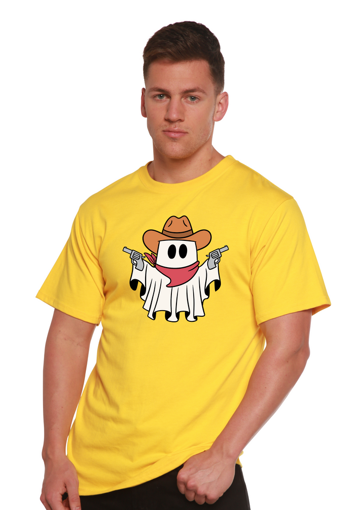 Cowboy Ghost Unisex Graphic Bamboo T-Shirt lemon chrome