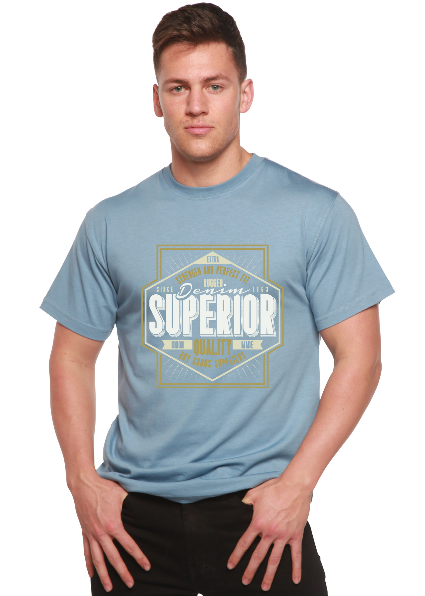 Superior Quality men's bamboo tshirt infinity blue