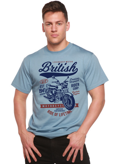 British Motorcycle men's bamboo tshirt infinity blue
