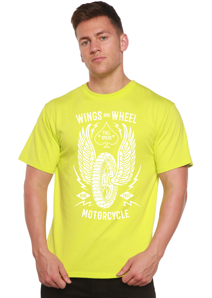 Wings And Wheel men's bamboo tshirt lime punch
