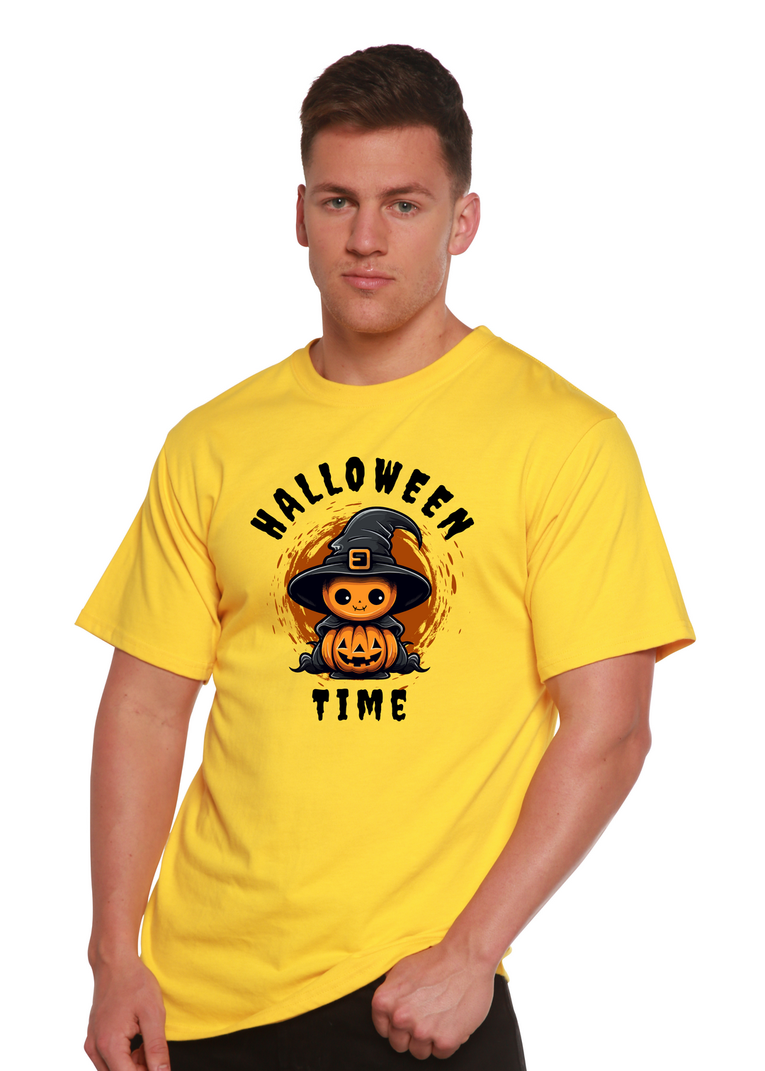 Halloween Time Unisex Graphic Bamboo T-Shirt lemon chrome