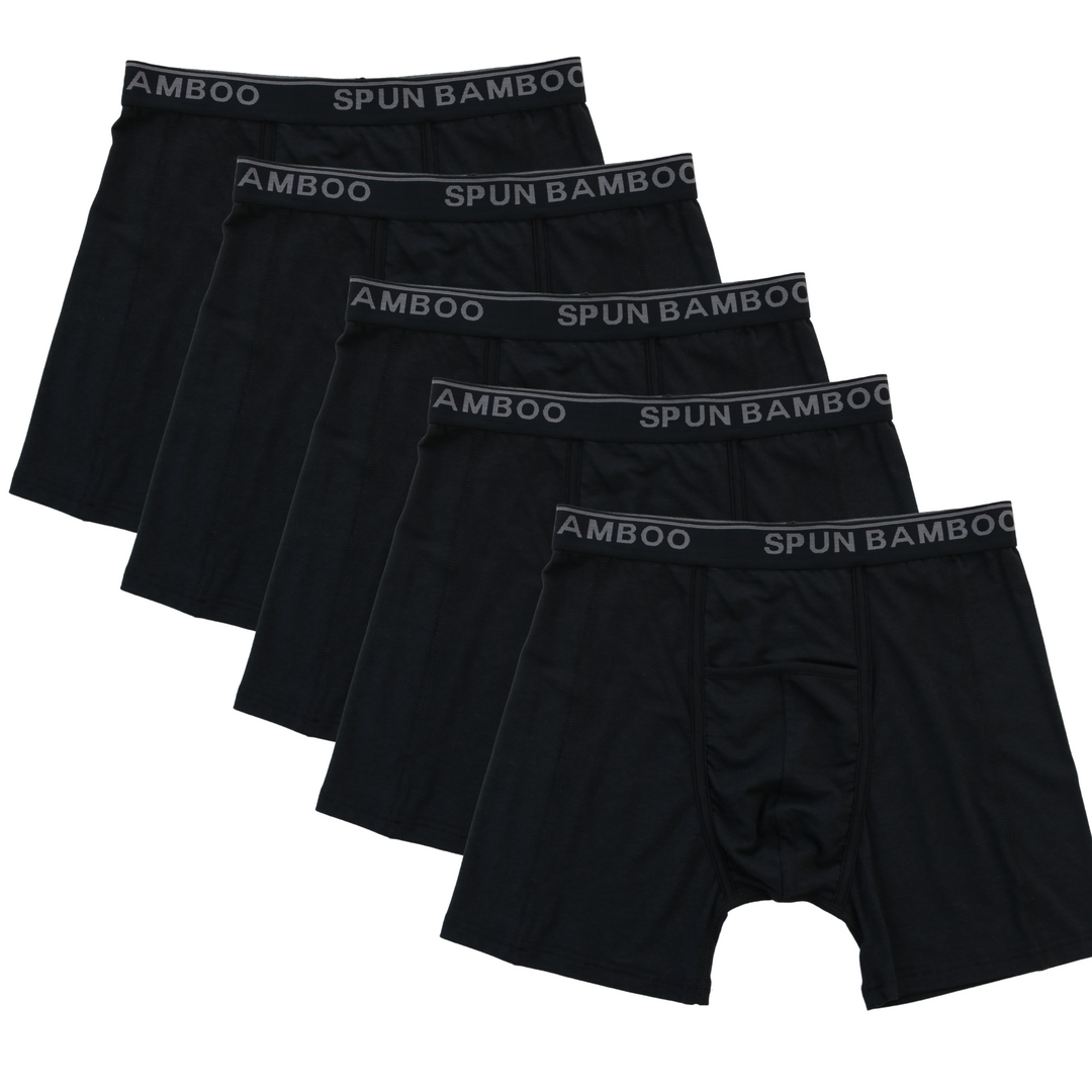 Men's Bamboo Viscose Boxer Briefs Underwear Black Color - 5-pack
