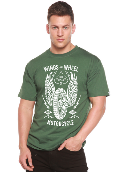 Wings And Wheel men's bamboo tshirt pine green