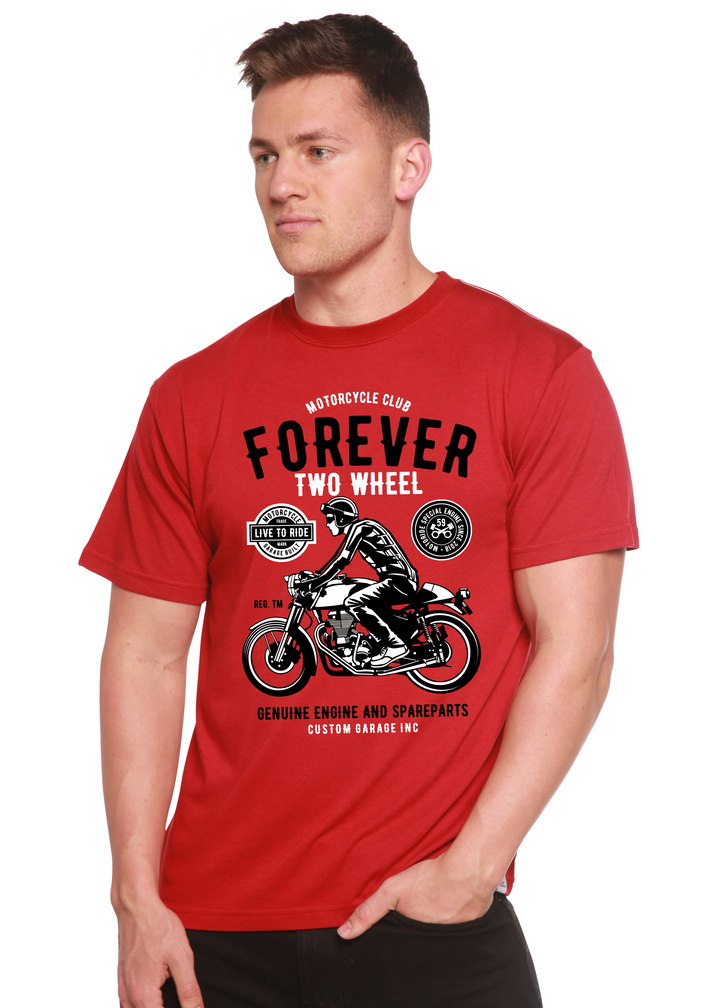 Forever Two Wheel men's bamboo tshirt pompeian red