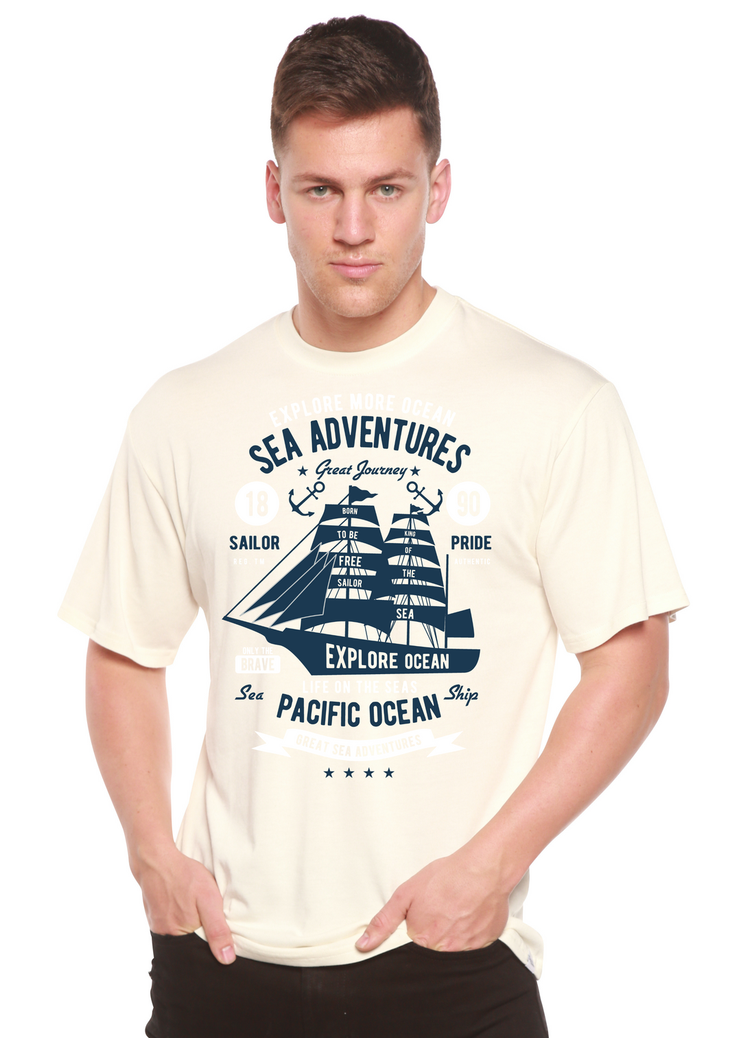 Sea Adventures men's bamboo tshirt white