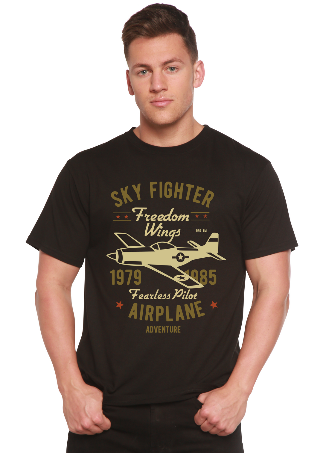 Sky Fighter men's bamboo tshirt black