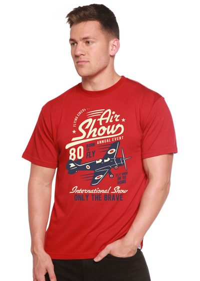 Air Show Airplane men's bamboo tshirt pompeian red