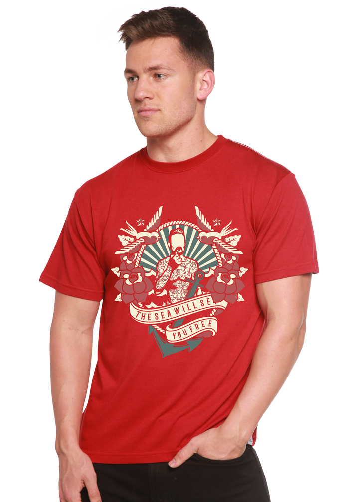 The Sea Will men's bamboo tshirt pompeian red
