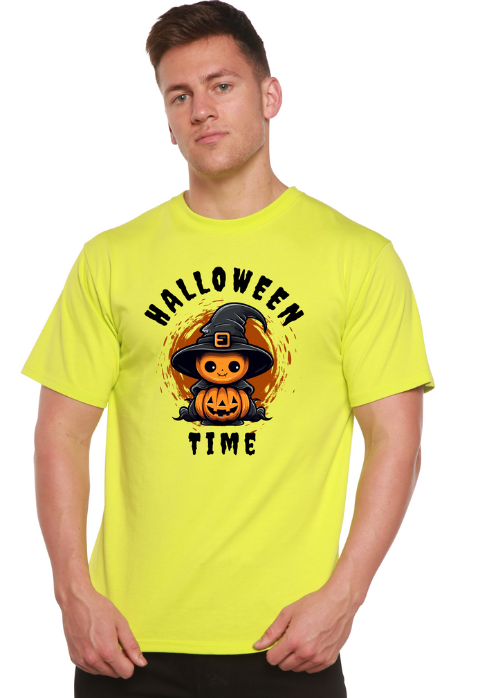 Halloween Time Unisex Graphic Bamboo T-Shirt lime punch