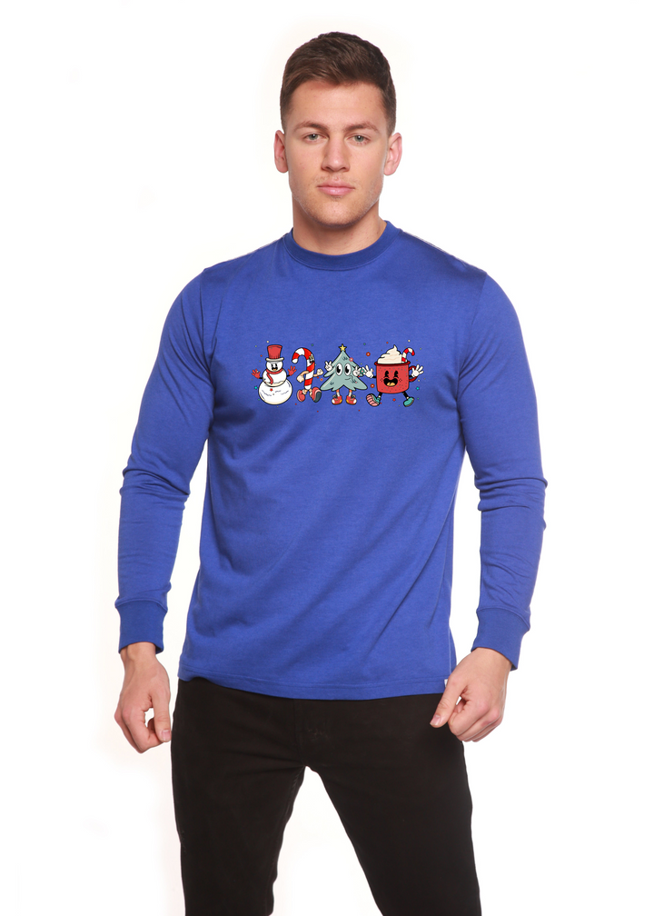 Happy Christmas Drink Graphic Bamboo Long Sleeve T-Shirt royal blue