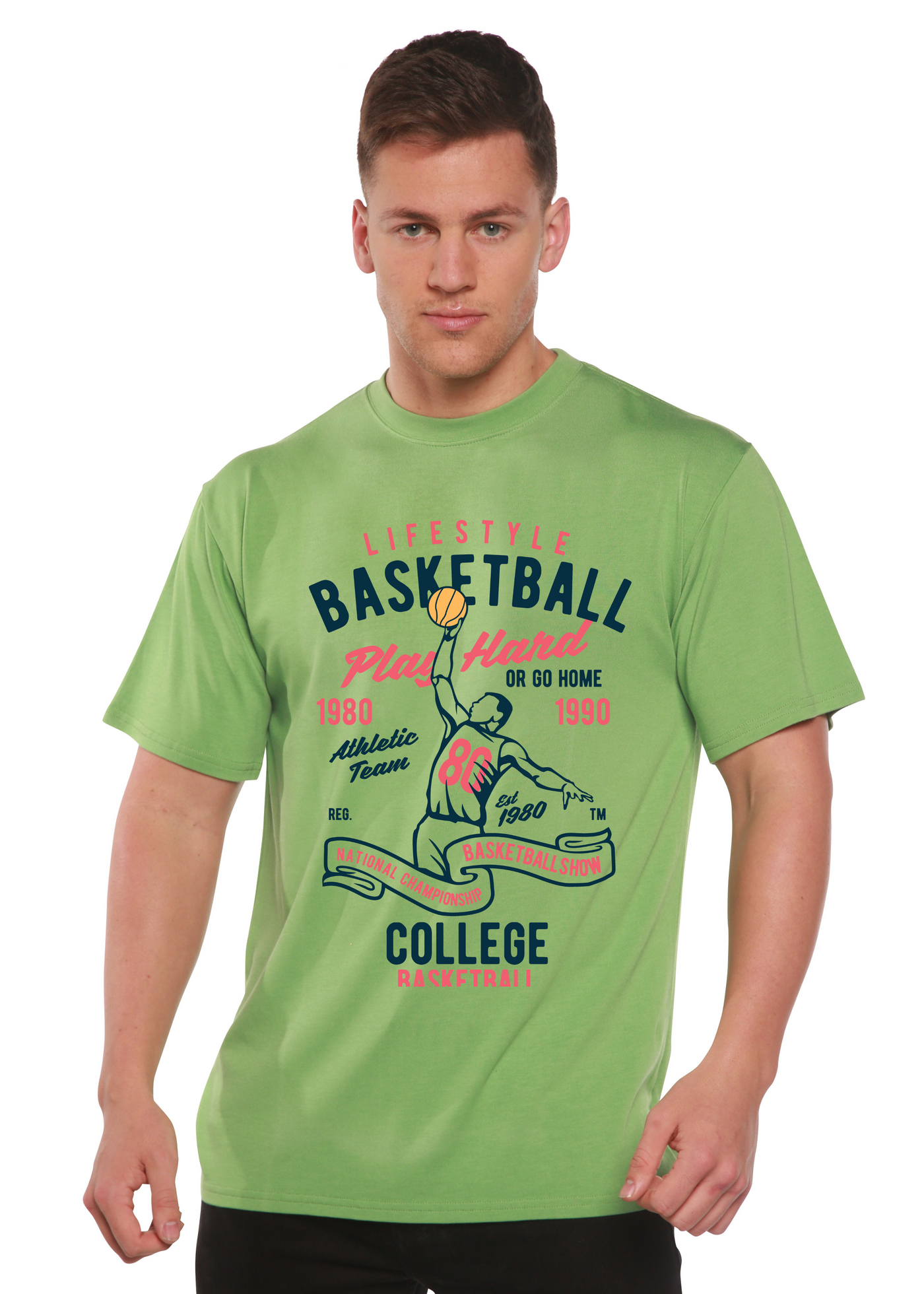 Life Style Basketball men's bamboo tshirt green tea