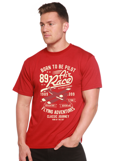 Born To Be Pilot men's bamboo tshirt pompeian red