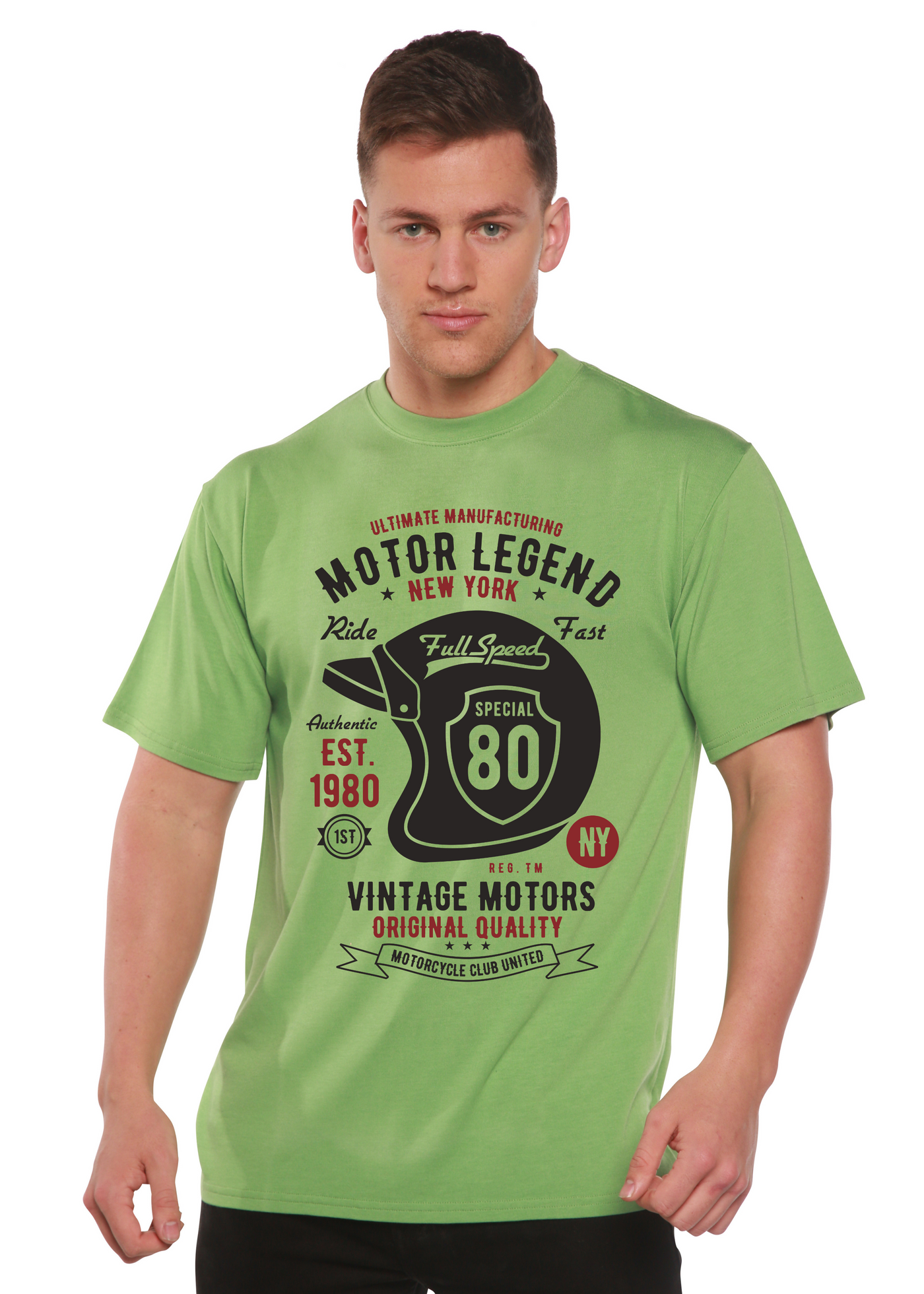 Motor Legend Helmet men's bamboo tshirt green tea