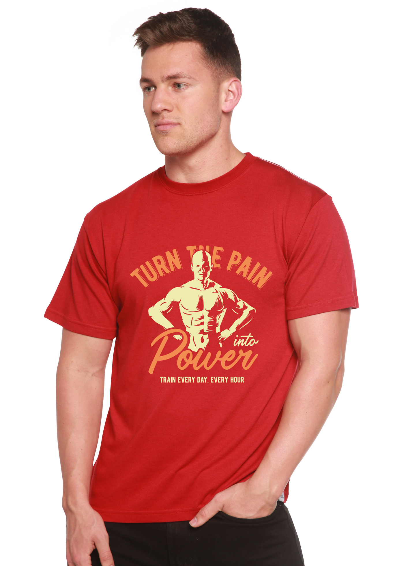 Turn The Pain men's bamboo tshirt pompeian red