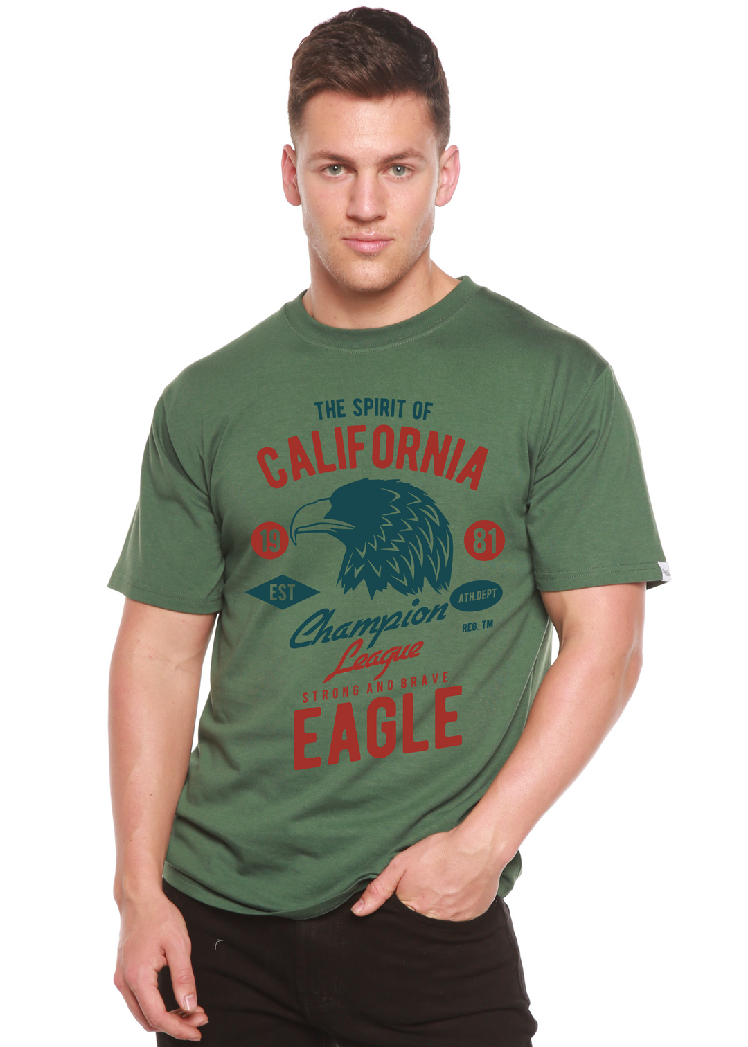 The Spirit of california men's bamboo tshirt pine green