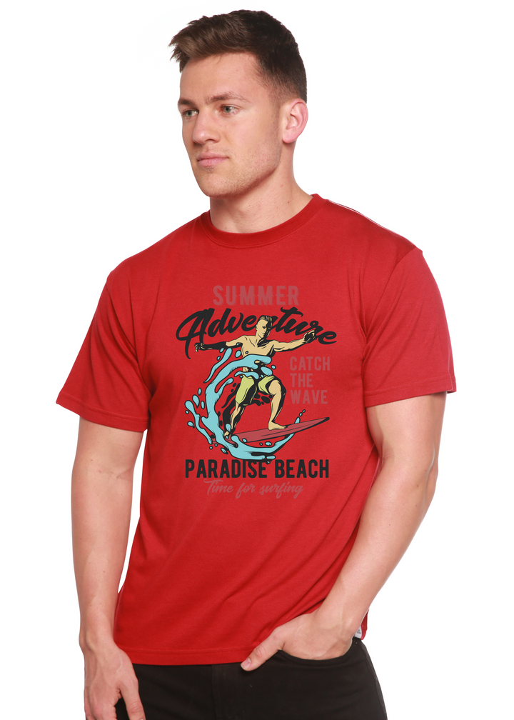Catch The Wave men's bamboo tshirt pompeian red