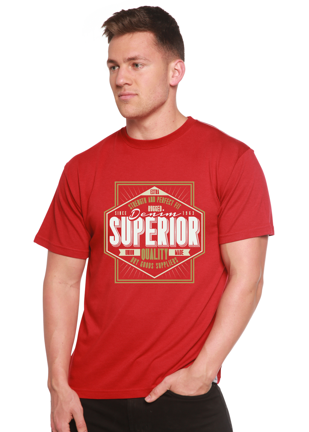 Superior Quality men's bamboo tshirt pompeian red