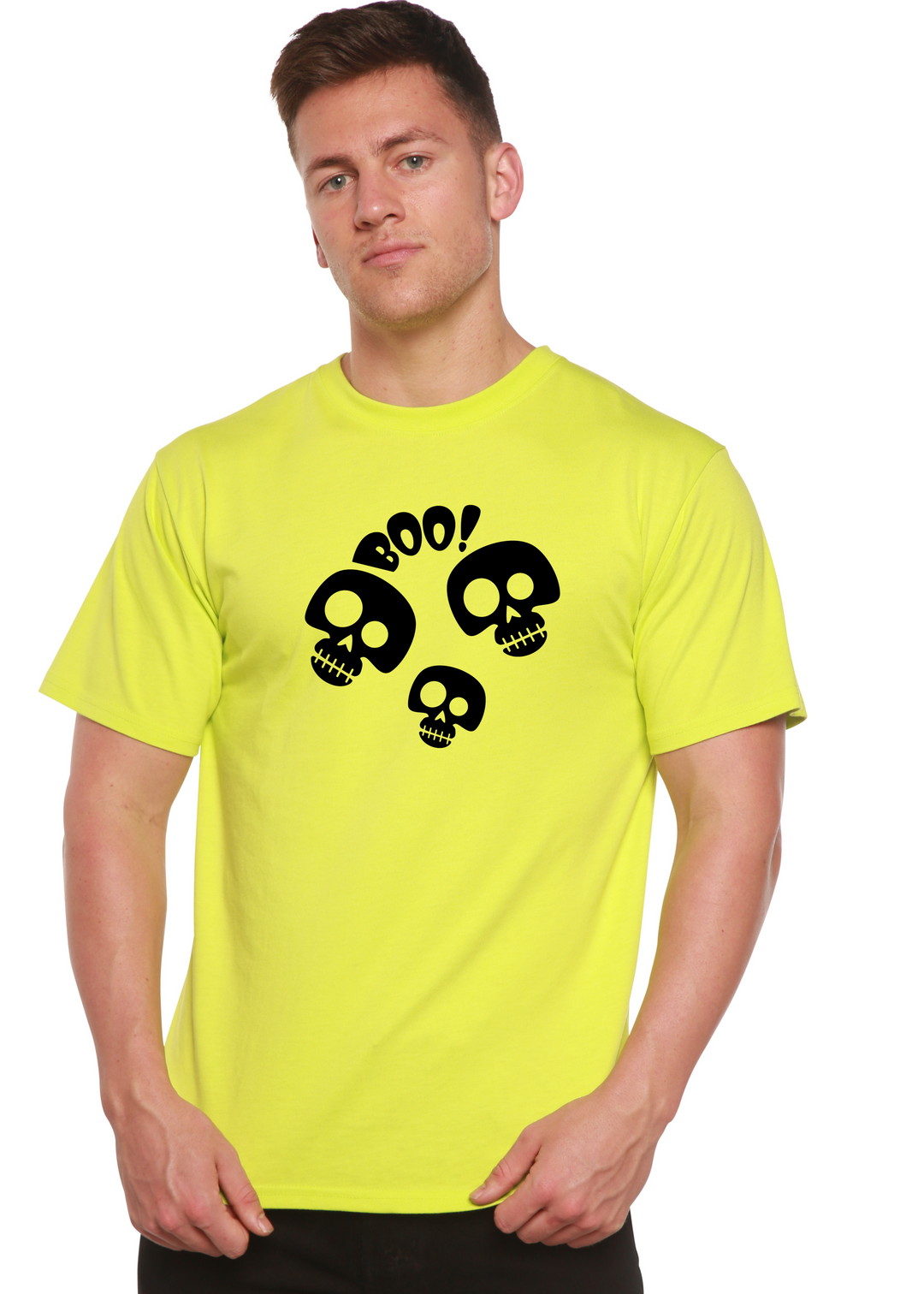 Halloween Boo Unisex Graphic Bamboo T-Shirt lime punch