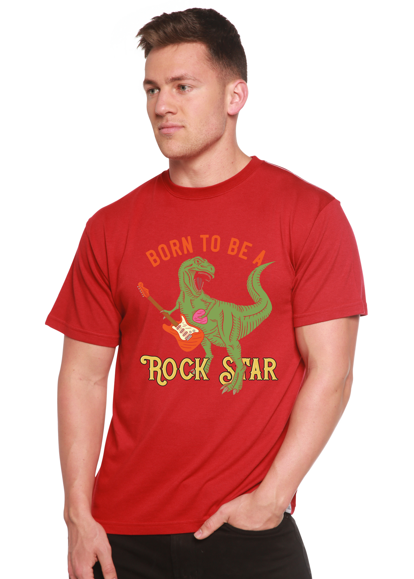 Born To Be A Rock Star men's bamboo tshirt pompeian red