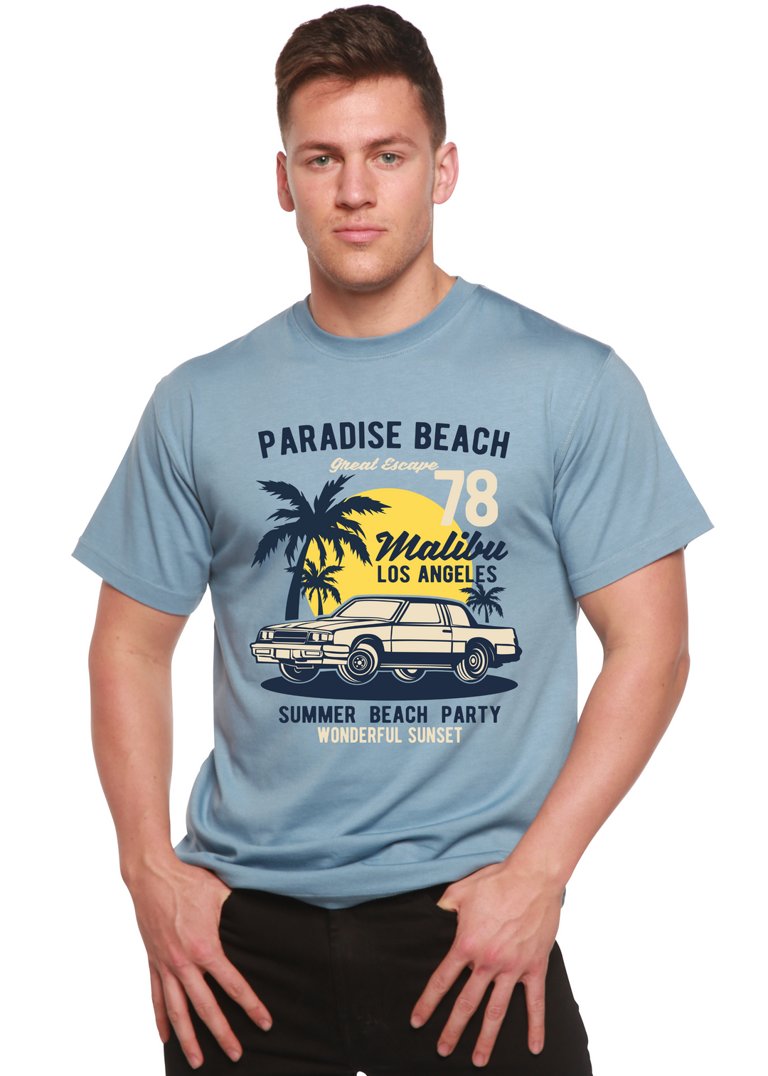 Paradise Beach men's bamboo tshirt infinity blue