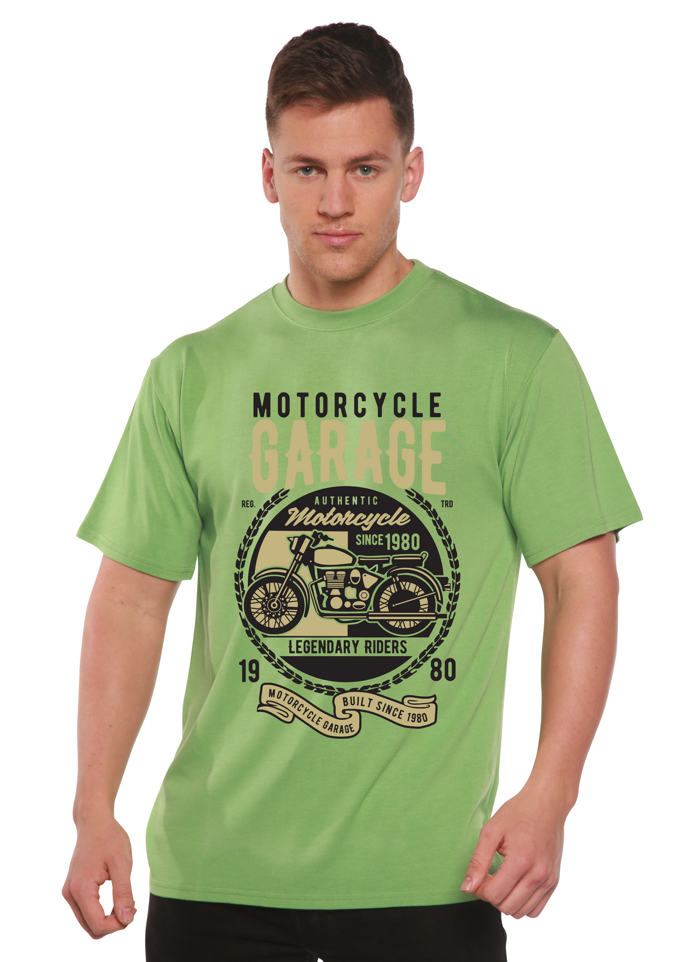 Motorcycle Garage Classic men's bamboo tshirt green tea